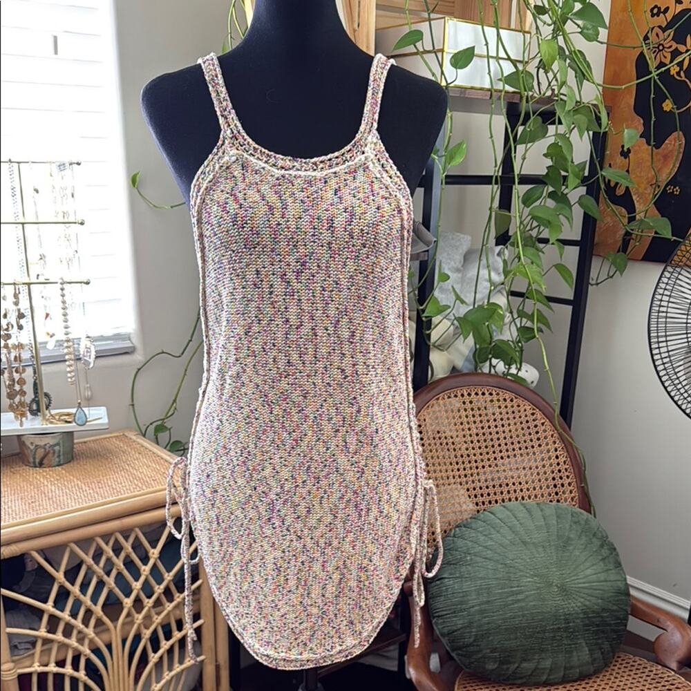 Urban Outfitters Out From Under Rainbow Confetti Knit Side Tie Boho Sweater Tank